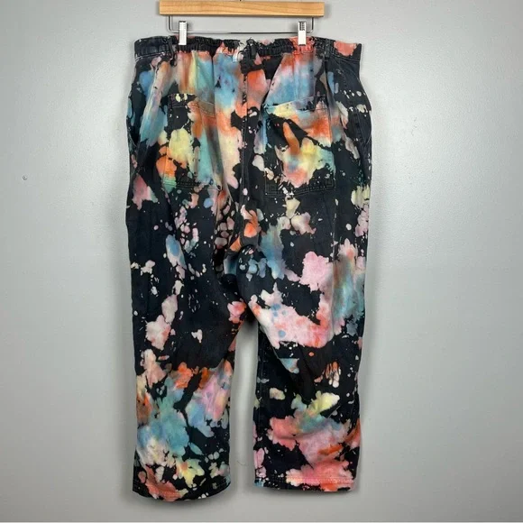 Big Bud Press Rainbow Magic Waters bleach tie dye denim Work Pants, 2XL petite. - Picture 3 of 14